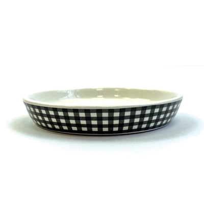 Happy pet tabby patch cat food bowl diamond ceramic black and white